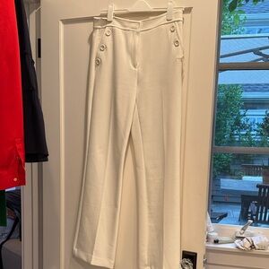 Ann Taylor Cream Wide-Leg Sailor-Style Trousers